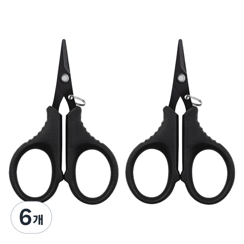 월드크린 미니 가위 62 x 95 mm, 올블랙, 6개