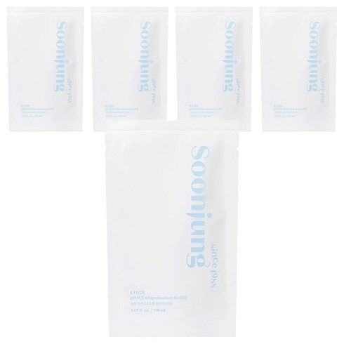 에뛰드 순정 약산성 6.5 휩 클렌저 리필, 150ml, 5개