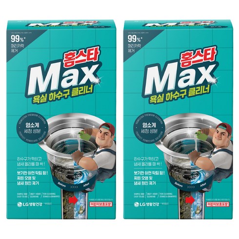 홈스타 맥스 욕실 하수구 클리너, 450ml, 12g, 2개