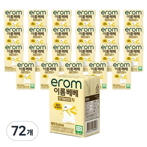 이롬 베베 유기농보리차, 72개, 125ml