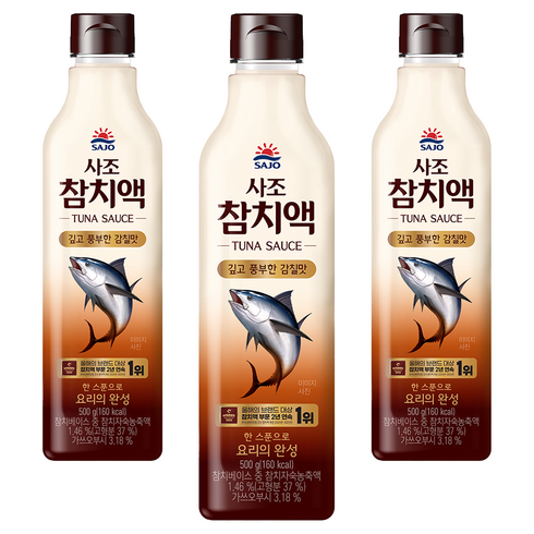 사조 참치액, 500g, 3개