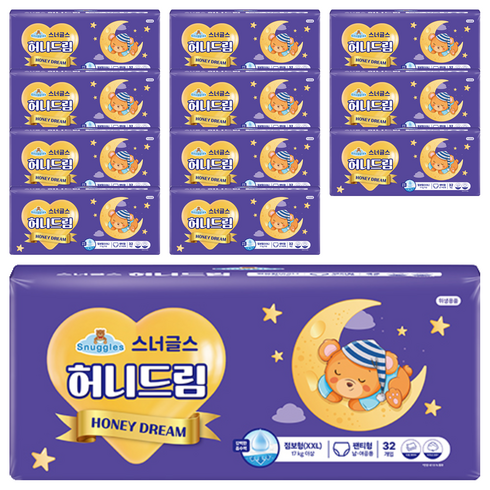 스너글스 허니드림 팬티형 기저귀 남녀공용, 점보형(2XL), 384매