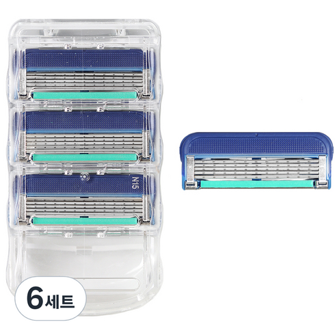 온비유 퓨전 매뉴얼 프리미엄 밀착 5중 면도날 질레트 호환, 4개입, 6세트