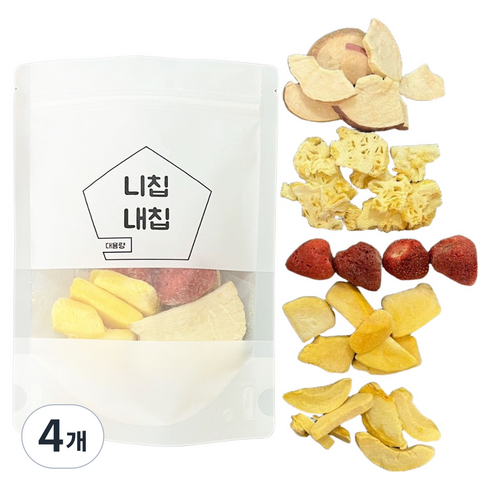 니칩내칩 딸기 복숭아 망고 파인애플 사과 동결건조과일 5종믹스 과일칩, 4개, 60g