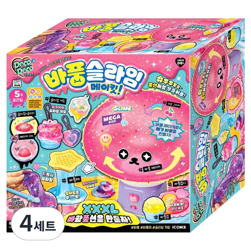 데코데코 바풍 메이킷 슬라임, 혼합색상, 4세트