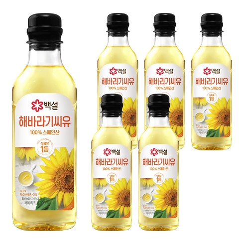 백설 CJ 해바라기씨유, 500ml, 6개