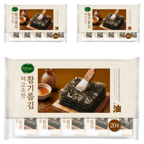 비비고 직화 참기름김, 90g, 3개