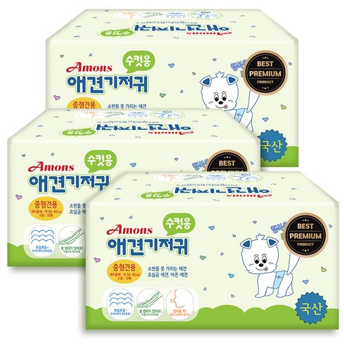 아몬스 프리미엄 수컷용 강아지 기저귀, 중형, 10개입, 6개