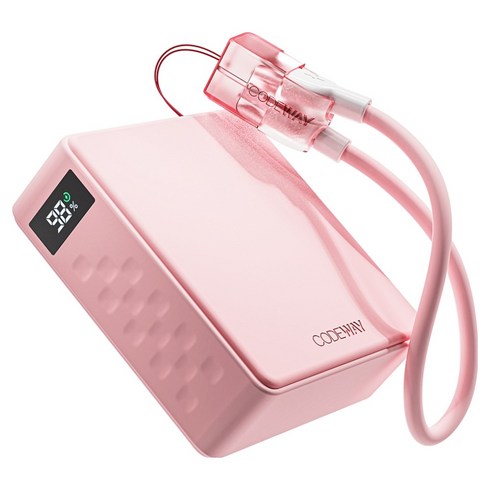 코드웨이 미니 고속충전 보조배터리 10000mAh + C타입 초고속충전 케이블, 핑크