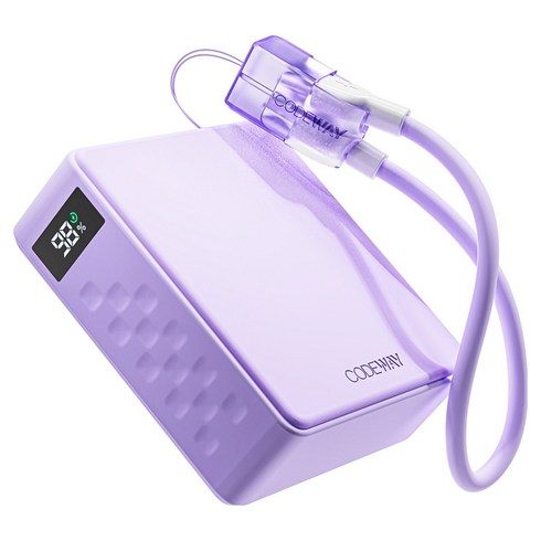 코드웨이 미니 고속충전 보조배터리 10000mAh + C타입 초고속충전 케이블, 퍼플