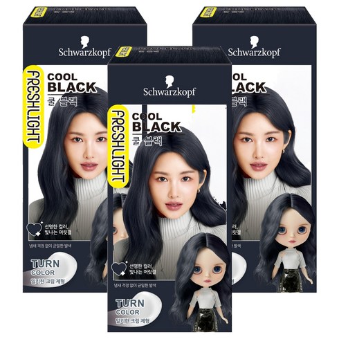 프레쉬라이트 턴컬러 염색제, 쿨블랙, 3개