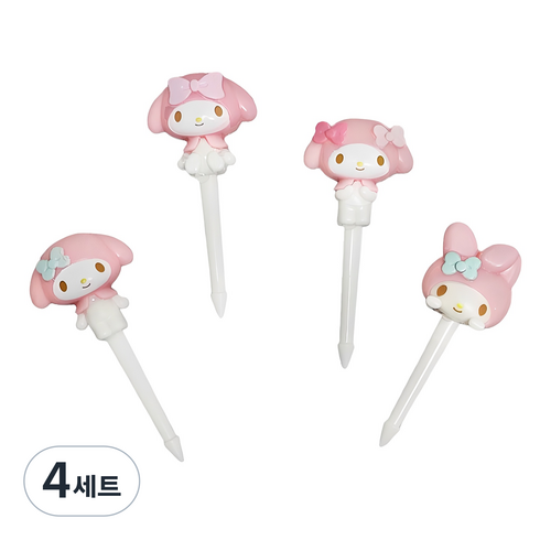 스케이터 산리오 마이멜로디 소풍 도시락 데코픽 4종 세트, 4개, 4세트