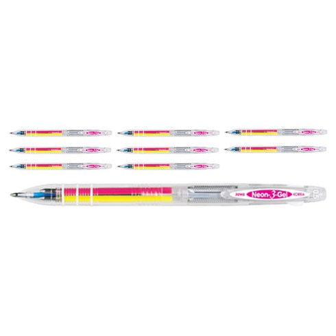 자바펜 네온3겔 3색 볼펜 0.5mm, 혼합색상, 9개