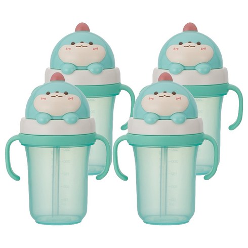 에디슨 프렌즈 흘림방지 입체 빨대컵2, 300ml, 4개, 공룡에디노