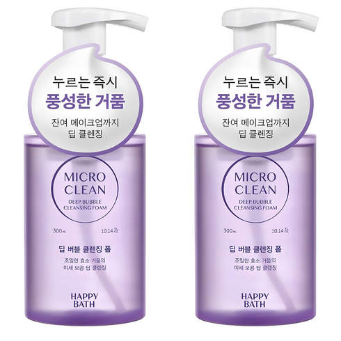 해피바스 마이크로 클린 딥 버블 클렌징폼, 300ml, 2개