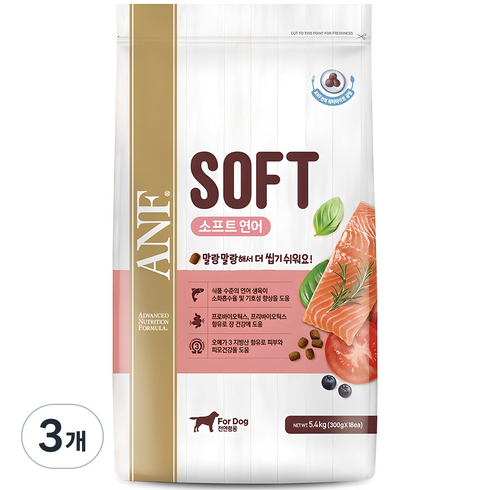 ANF 전연령용 독 소프트사료, 연어, 5.4kg, 3개