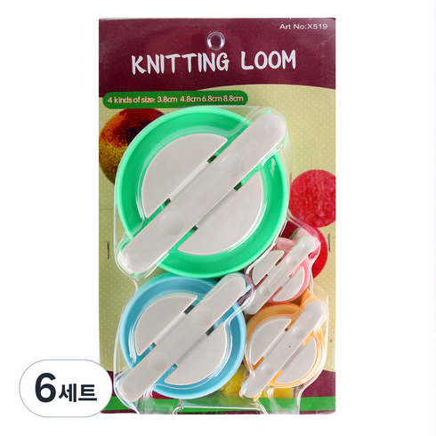 마마니트 폼폼메이커 4종 세트 뜨개질도구, 혼합색상, 6세트