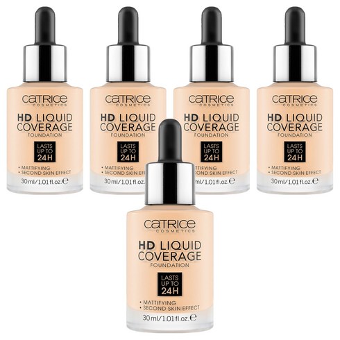 캐트리스 HD 리퀴드 커버리지 파운데이션 30ml, 002호 포슬린베이지, 5개