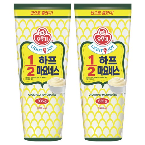 오뚜기 LIGHT & JOY 1/2 하프 마요네스, 835g, 2개