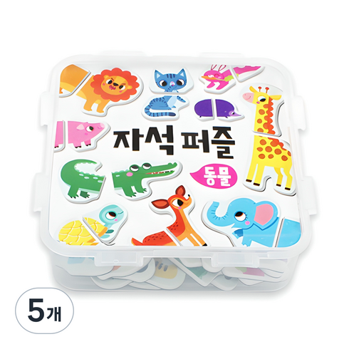 마이리틀타이거 동물 자석 퍼즐, 5개, 30피스