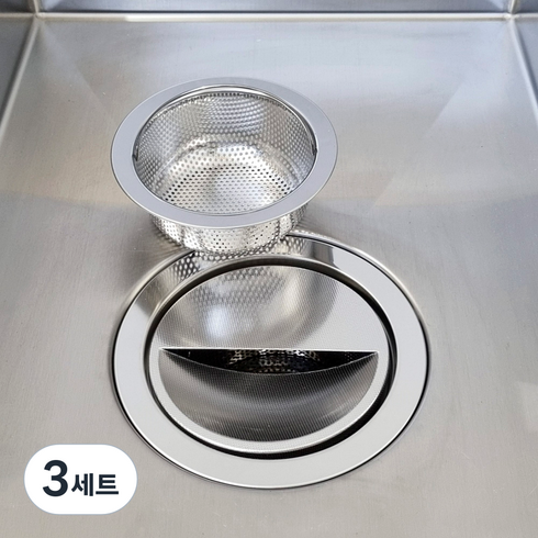 러빗홈 싱크대 거름망 스텐 배수구망 + 반달 커버 세트, 3세트, 1세트