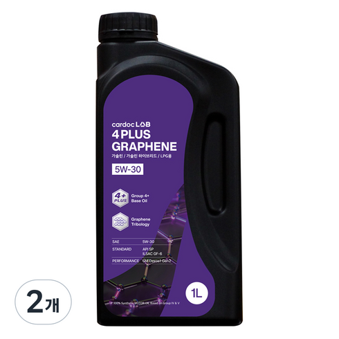 카닥랩 4PLUS 그래핀 가솔린 LPG 엔진오일, 2개, 5w30, 1L
