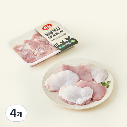 하림 동물복지 인증 닭다리살 (냉장), 500g, 4개