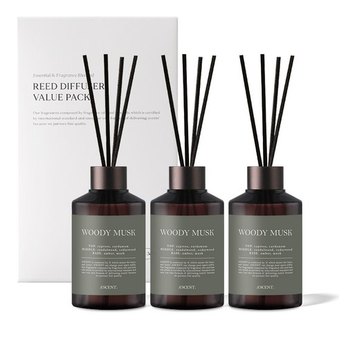 에이센트 퍼퓸드 디퓨저, 우디머스크, 200ml, 3개