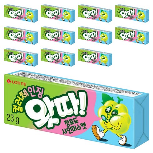 롯데웰푸드 왓따 청포도 샤인머스캣 풍선껌, 23g, 12개