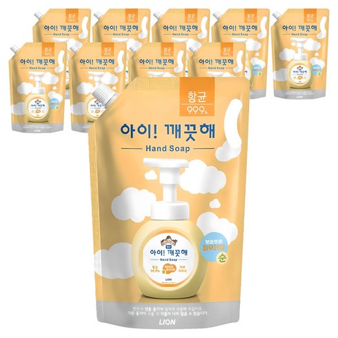 아이깨끗해 핸드워시 순 파우더향 리필용, 1.8L, 10개