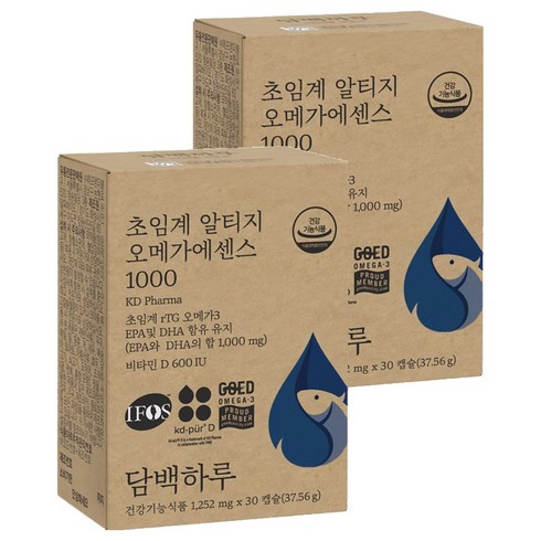 담백하루 정품 초임계 알티지 오메가에센스 1000, 30정, 2개