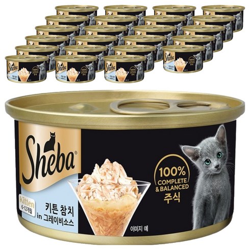 쉬바 고양이 키튼 참치와 그레이비소스 주식캔, 참치, 85g, 24개