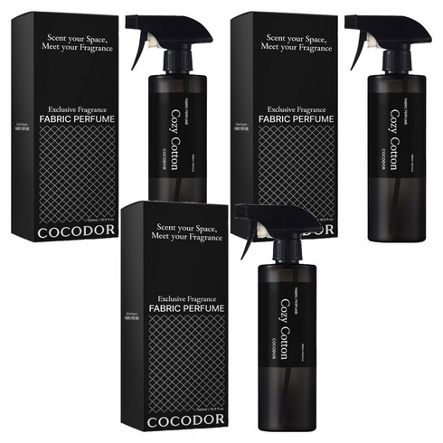 코코도르 퍼퓸 섬유탈취제 코지 코튼, 3개, 500ml