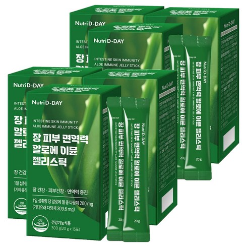 뉴트리디데이 장 피부 면역력 알로에 이뮨 젤리스틱 15p, 300g, 6개