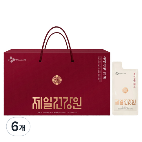CJ웰케어 제일건강원 홍삼진액 제로 24p, 6개, 1.2L
