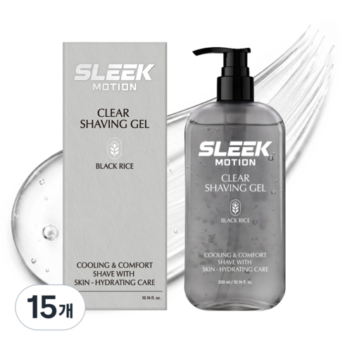 도루코 슬릭 모션 클리어 쉐이빙 젤 블랙 라이스, 15개, 300ml