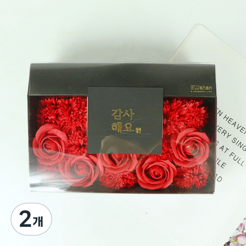 블뤼엔 조화 반전 플라워 용돈박스, 레드, 2개