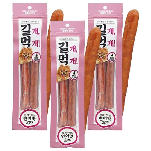 헬로도기 강아지 길개먹개 스틱 간식, 3개, 연어, 64g