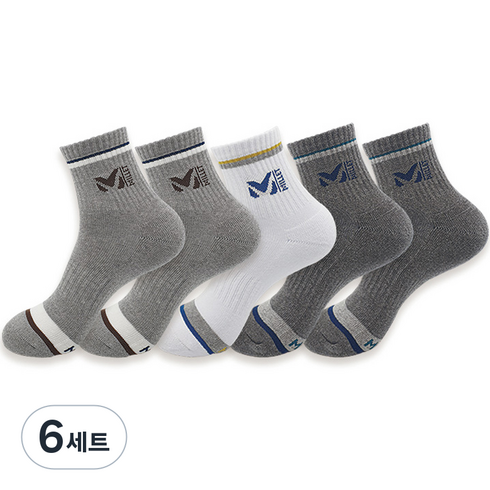 밀레 남성용 파일 중목 양말 5족 세트, A타입, 6세트