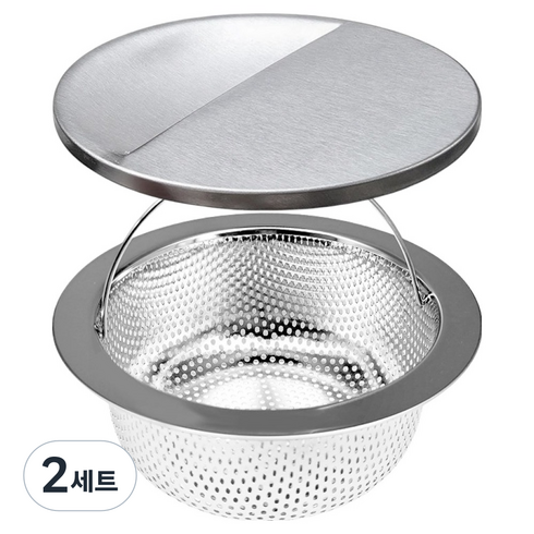 상쾌한집 싱크대 배수구 올스텐 거름망 + 반달 커버 세트, 2세트