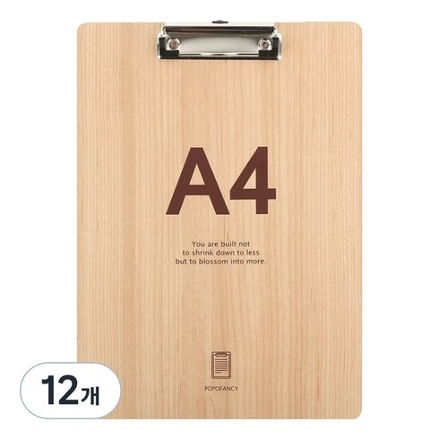 포포팬시 심플 우드 클립 보드, A4, 12개