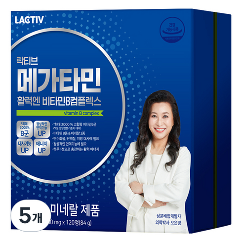 락티브 메가타민 활력엔 비타민B 컴플렉스, 120정, 5개