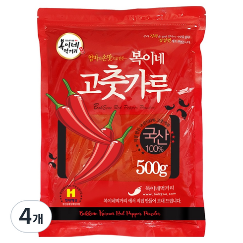복이네먹거리 국산 고춧가루 떡볶이 소스용 보통맛, 500g, 4개