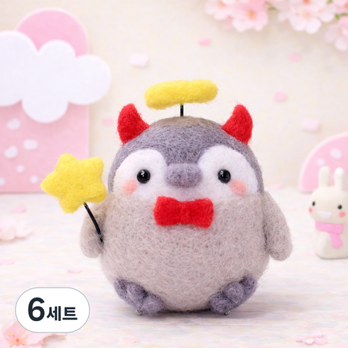 아트조이 DIY 양모펠트 키트, 6세트, 천사와악마펭귄