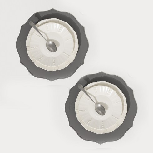 쓰임 블라썸 실리콘 테이블매트 2p, 지름 350mm x 높이 2mm, 다크그레이