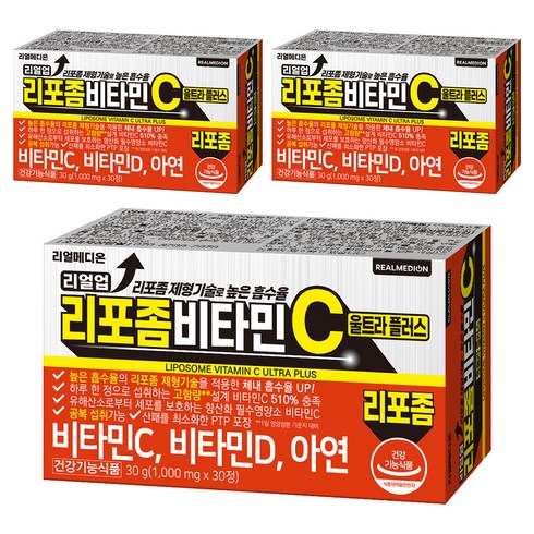 리얼메디온 리얼업 리포좀 비타민C 울트라플러스 30g, 3개, 30정