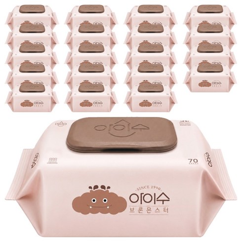 아이수 저자극 브론 몬스터 물티슈 캡형, 65g, 70매, 20개