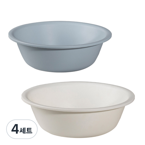 모나코올리브 라파스텔 라운드 대야 중 + 대 2종 세트, 4세트, 스카이(중형), 화이트(대형)