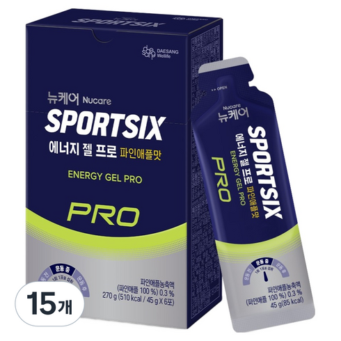 뉴케어스포식스 정품 에너지 젤 프로 파인애플맛 6p, 45g, 15개