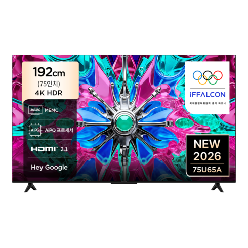 TCL 아이팔콘 4K HDR Google TV, 75U65A, 방문설치, 무타공 벽걸이형(추가비용발생), 192cm(75인치)